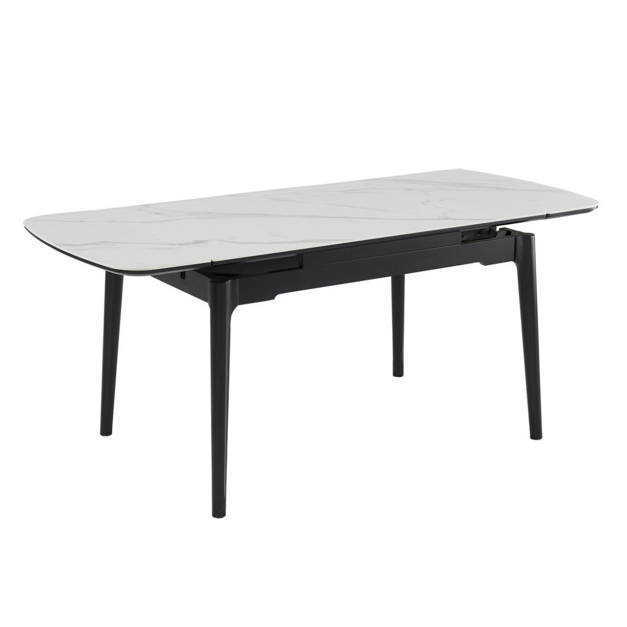 Стіл DUBLIN CERAMIC 120(180)*80 білий глянець/чорний каркас