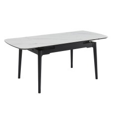 Стол DUBLIN CERAMIC 120(180)*80 белый глянец/черный каркас
