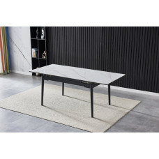 Стол BONN II CERAMIC 140(200)*90 белый глянец/черный каркас