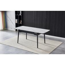Стол BONN CERAMIC 130(180)*80 белый глянец/черный каркас