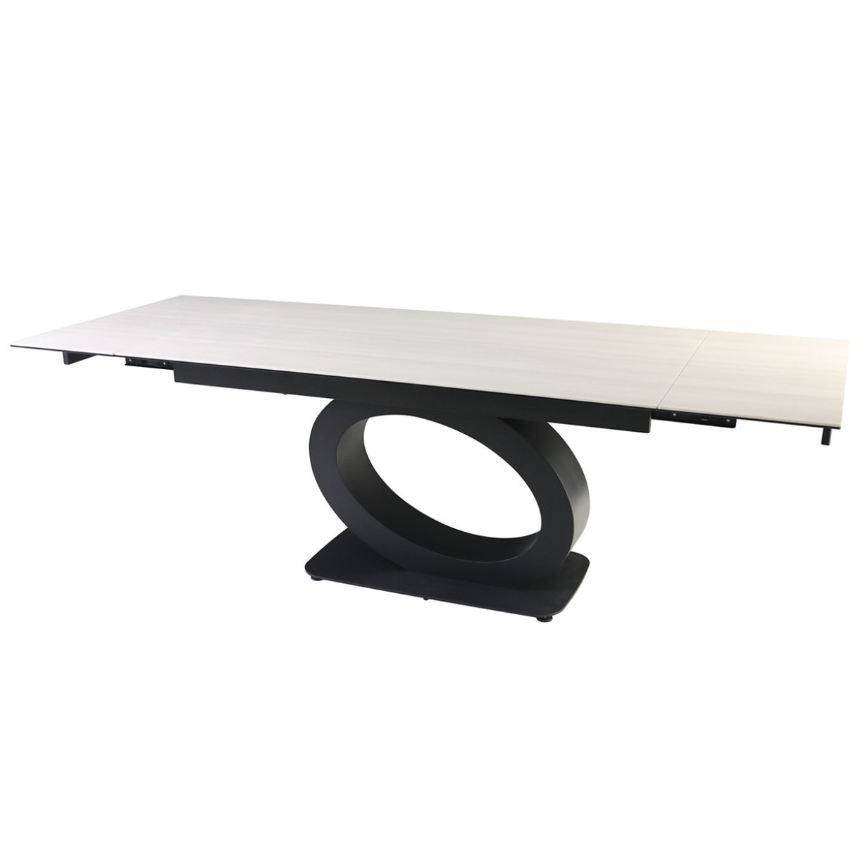 Стіл OVIDIO CERAMIC 160(240)*90 білий дуб/чорний каркас