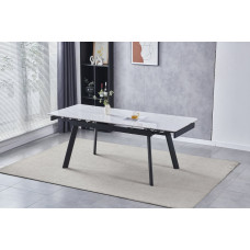 Стол OSLO CERAMIC 120(180)*80 белый глянец/черный каркас