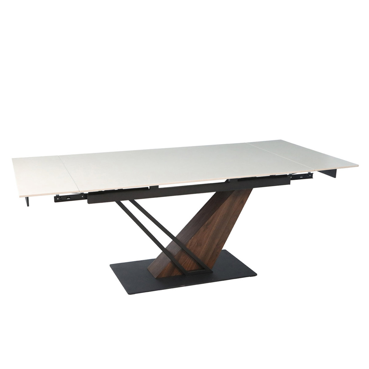 Стіл FERNANDO CERAMIC 140(200)*90 бежевий мат/темний горіх