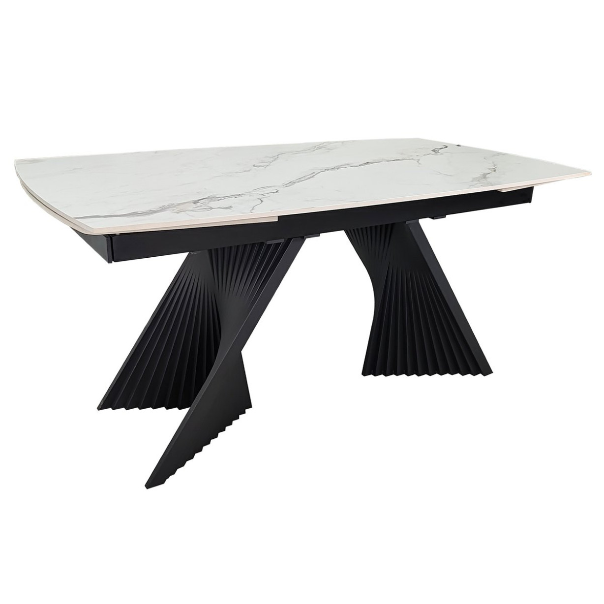 Стіл EDMUND CERAMIC 160(240)*90 білий мат/чорний