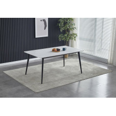 Стол SABA CERAMIC 130*70 белый глянец/черный каркас