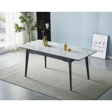 Стол BERLIN CERAMIC 140(180)*80 белый глянец/черный каркас