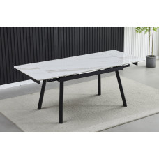 Стол MADRID CERAMIC 120(180)*85 белый глянец/черный каркас