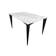 Стол NORMAN CERAMIC 140*90 Muie White глянець/чёрный каркас