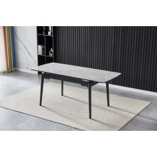 Стол BONN CERAMIC 130(180)*80 серый глянец/черный каркас