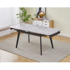 Стол OSLO CERAMIC 120(180)*80 серый глянец/черный каркас