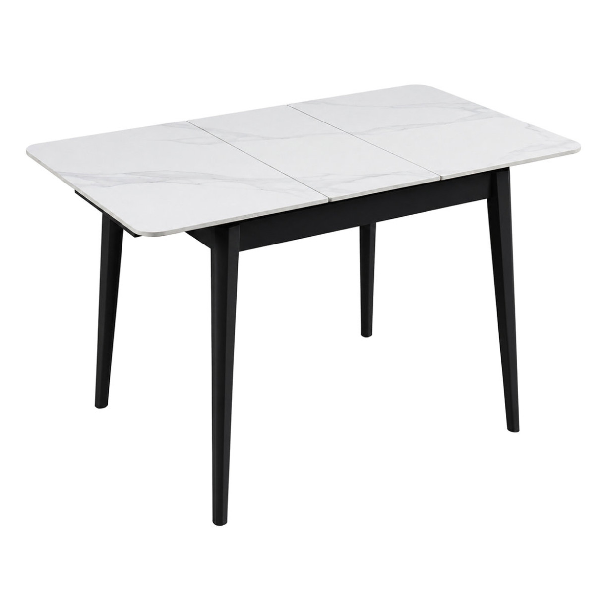 Стіл TALLINN CERAMIC 90(120)*70 білий/чорний каркас