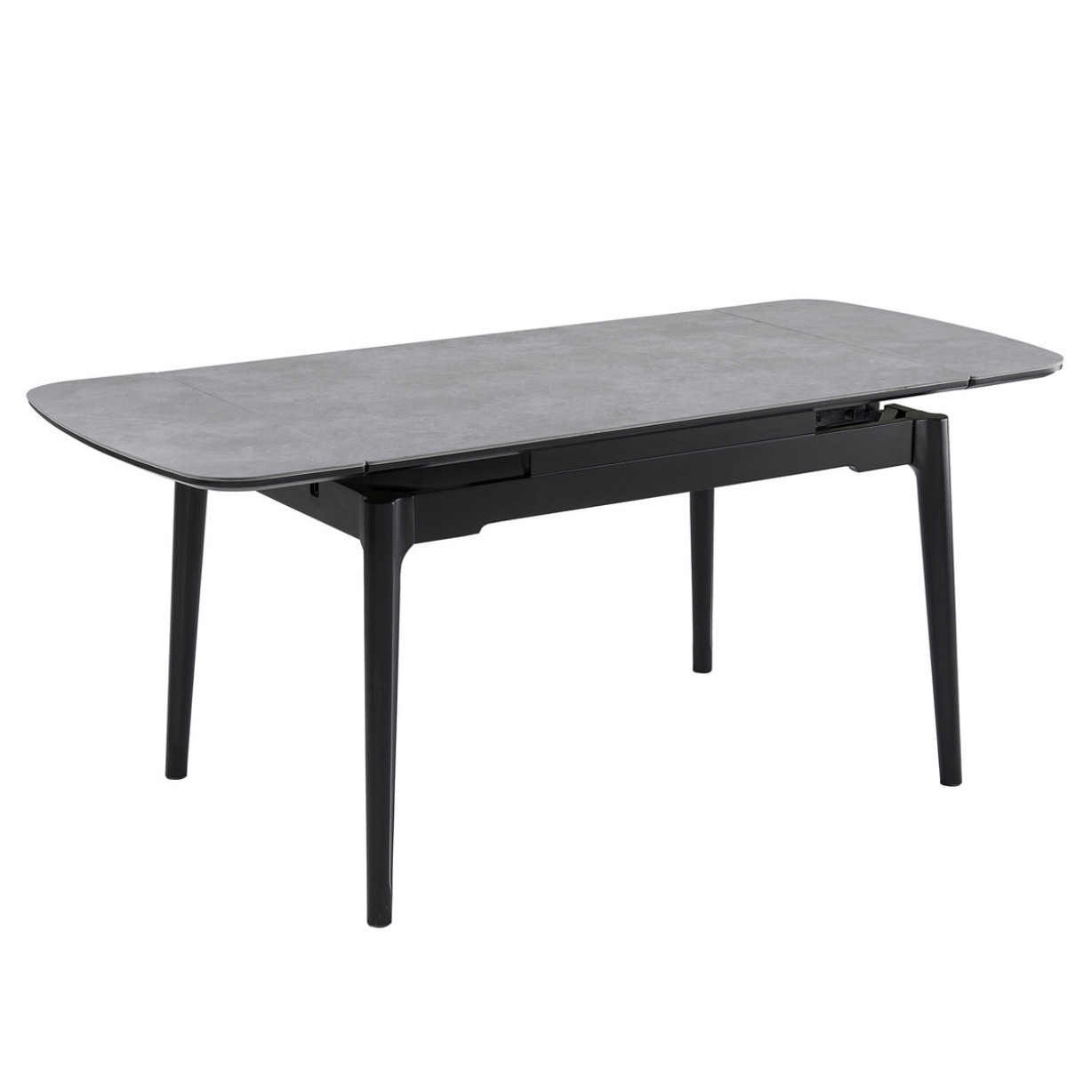 Стіл DUBLIN CERAMIC 120(180)*80 світло-сірий/чорний каркас