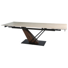 Стол FERNANDO CERAMIC 180(240)*90 травертин мат/темный орех