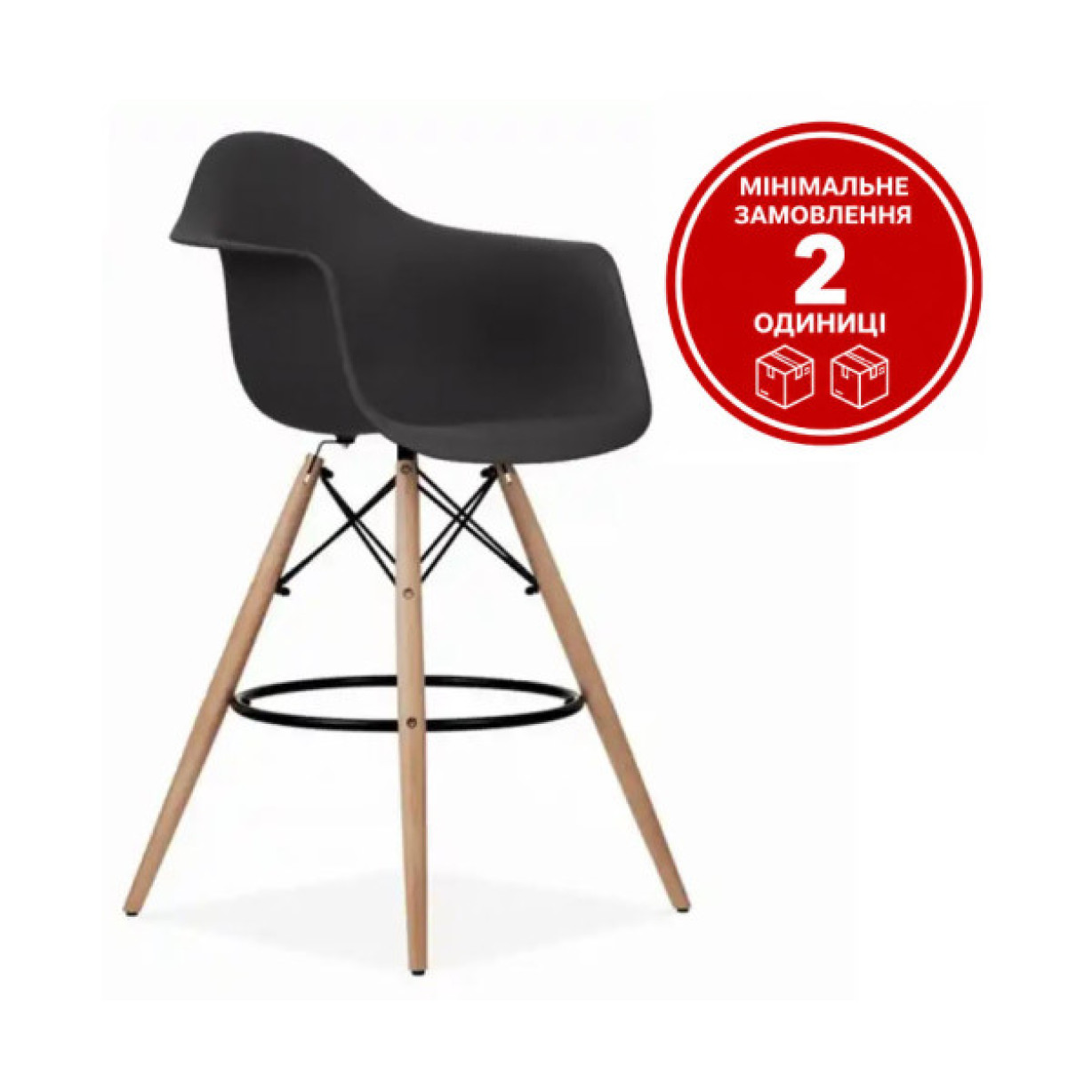 Стілець Тауер Вуд Eames барний високий чорний