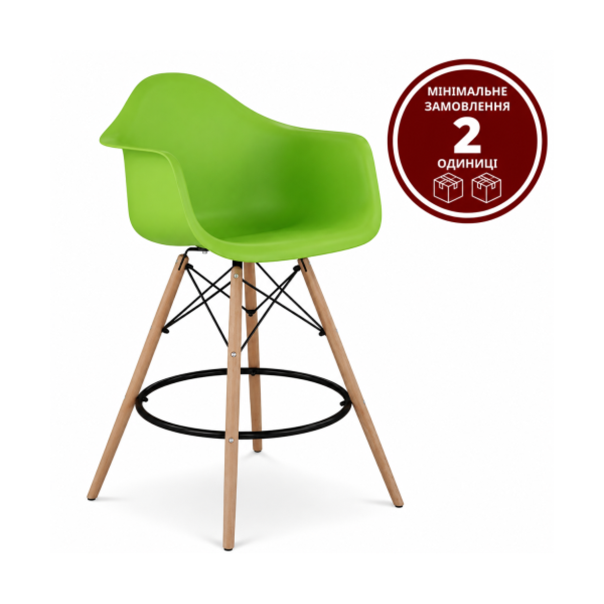 Стілець Тауер Вуд Eames барний високий зелений