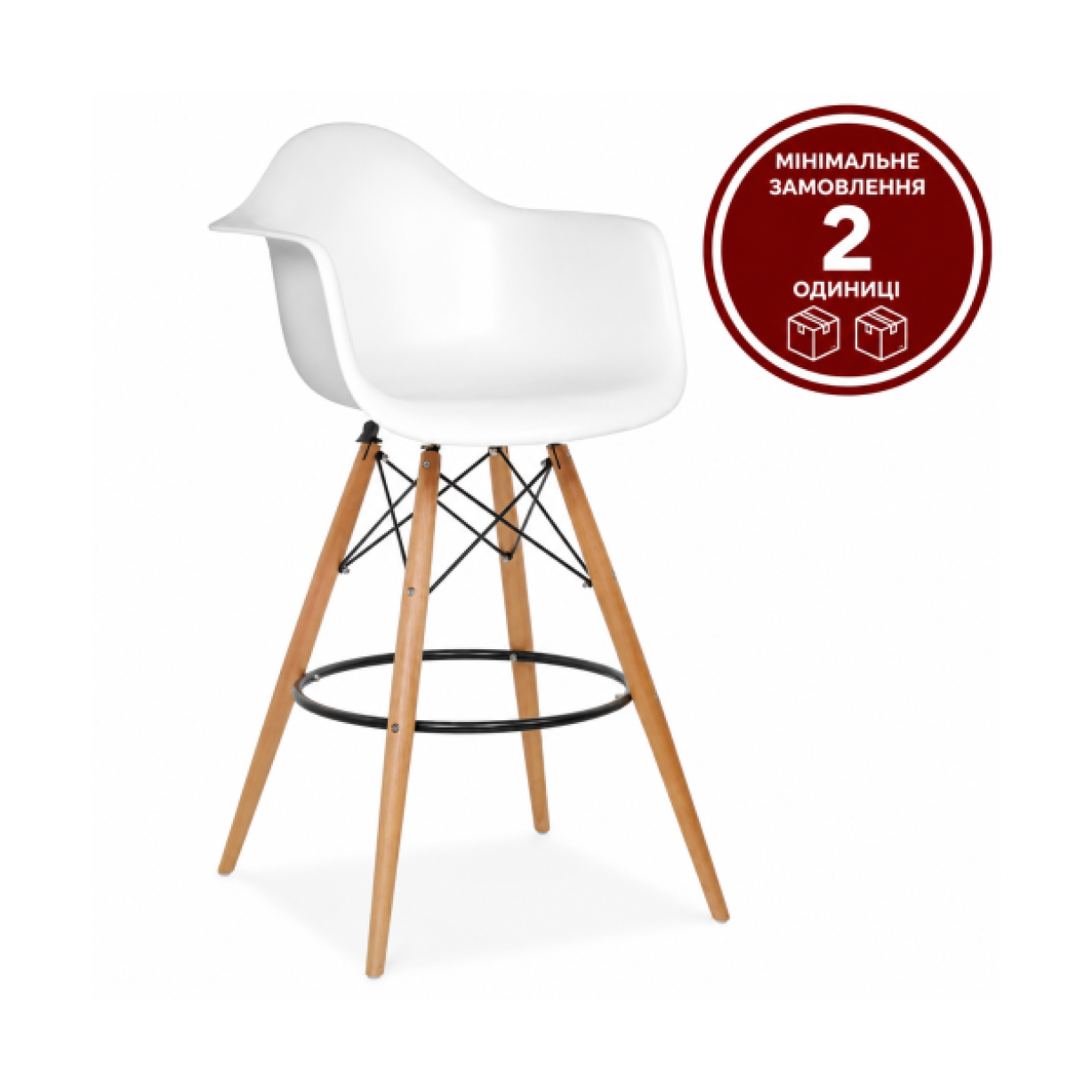 Стілець Тауер Вуд Eames барний високий білий