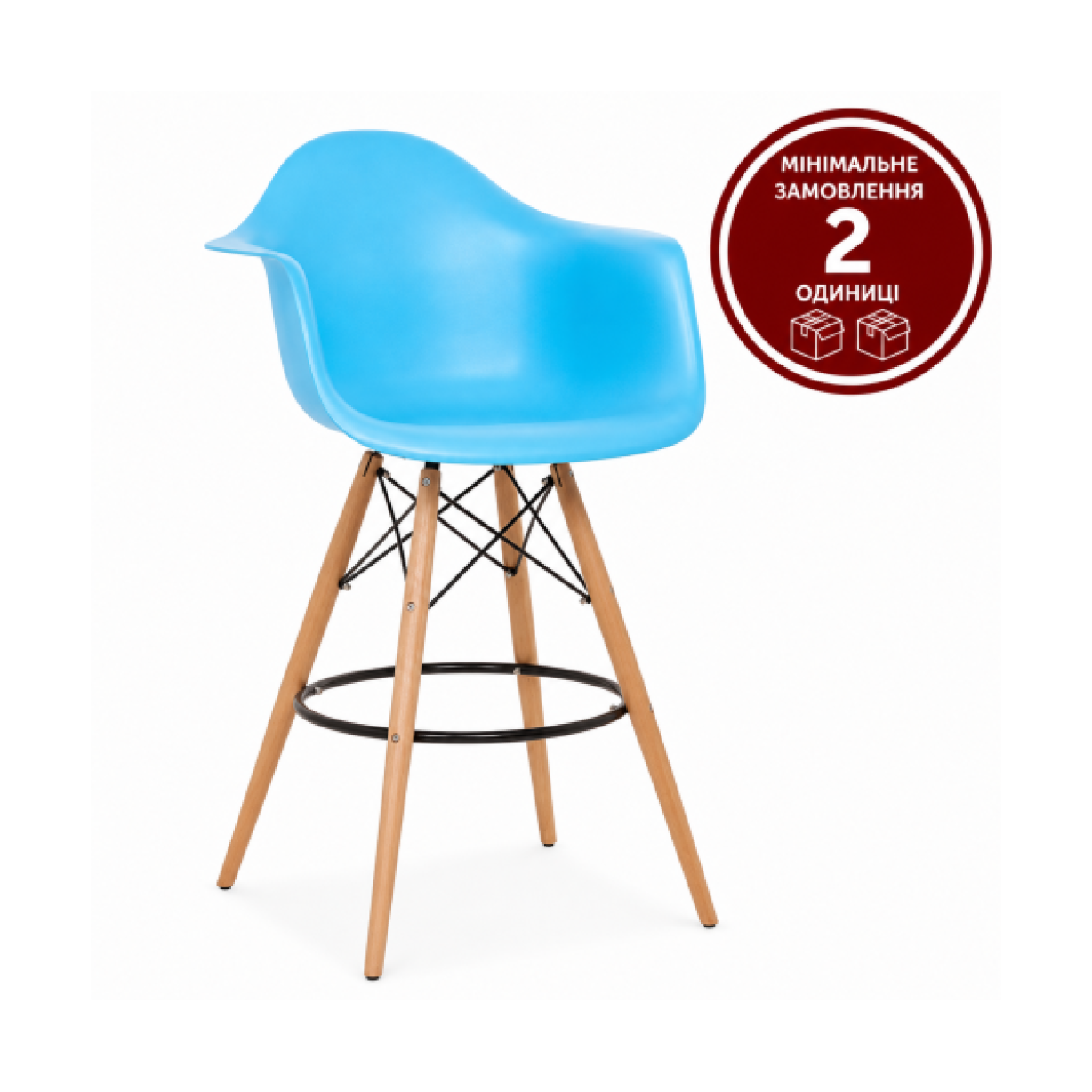 Стілець Тауер Вуд Eames барний високий блакитний