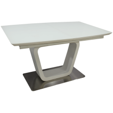 СТОЛ ОБЕДЕННЫЙ РАСКЛАДНОЙ СТЕКЛЯННЫЙ С MDF БЕЛЫЙ САТИН DAOSUN DT 8108 NEW
